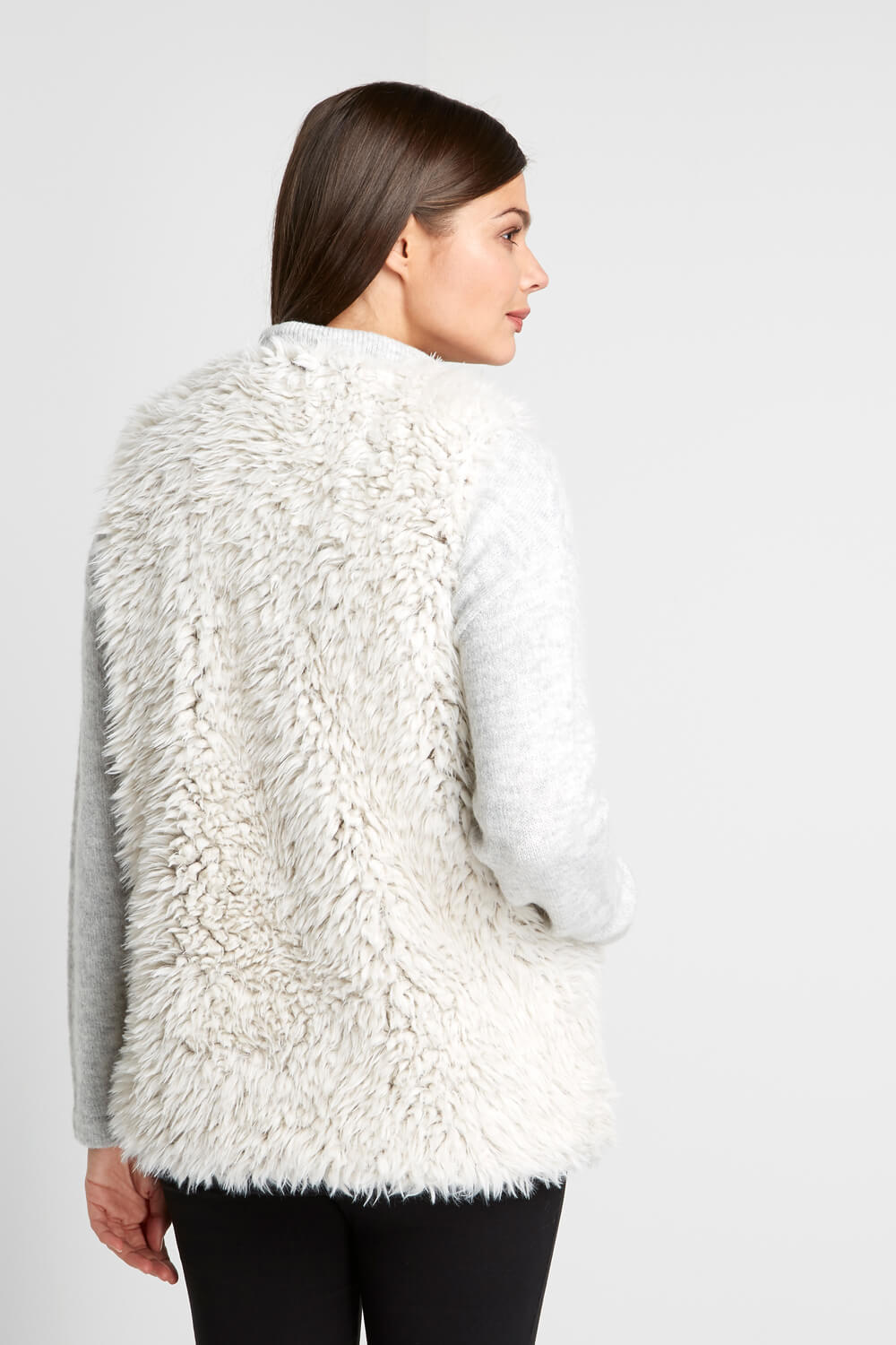 Textured Faux Fur Gilet In Natural Roman Originals UK