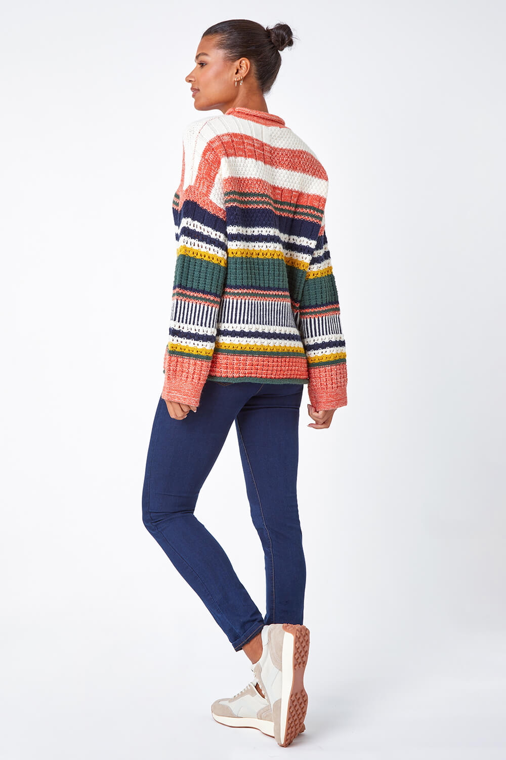 Orange Stripe Print Knit Jumper Roman Uk