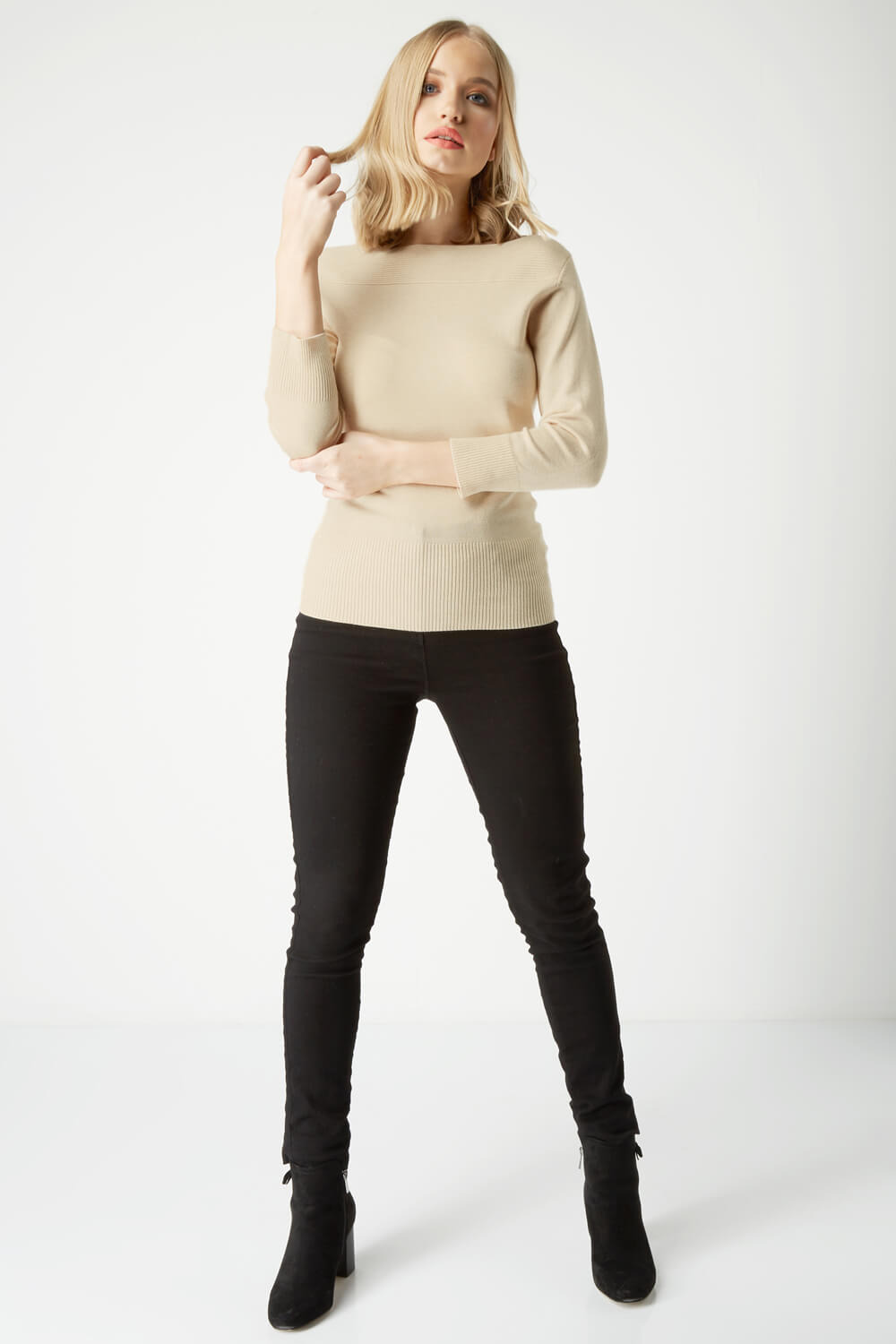 Slash Neck Jumper In Natural Roman Originals Uk