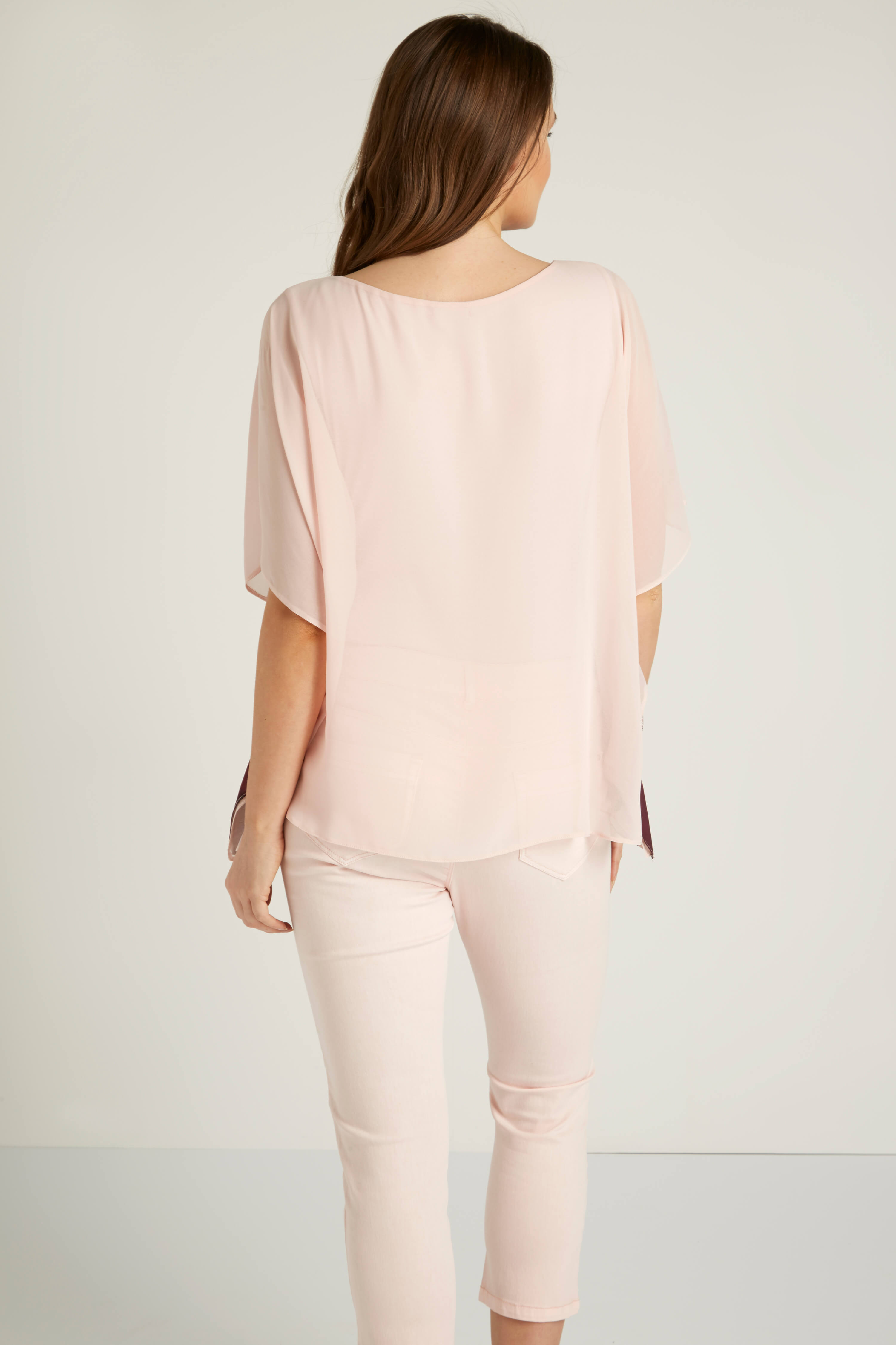 Floral Chiffon Overlayer Top In Rose Roman Originals Uk