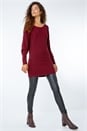 Batwing Ribbed Jumper In Wine Roman Originals Uk