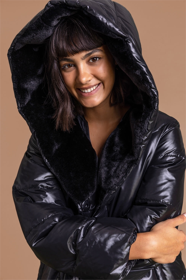 black puffer jacket with hoodie