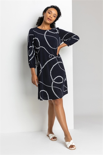 Petite Linear Spot Print Shift Dress 14241460