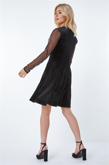 Velvet Sheer Sleeve Mini Dress 14324808