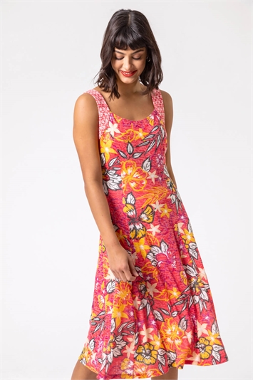 Floral Print Fit and Flare Dress 14239972