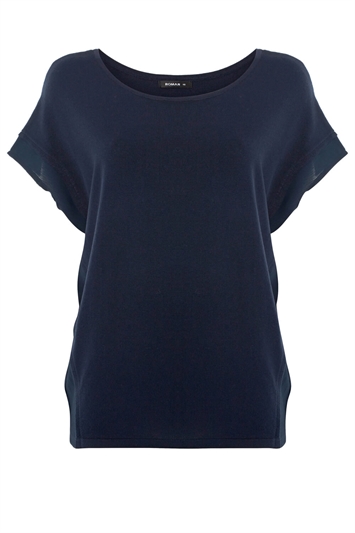 Chiffon Panel Knit T-Shirt 16016360