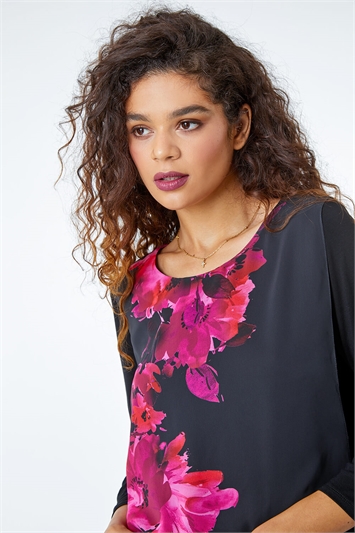 Floral Print Overlay Top 19206717