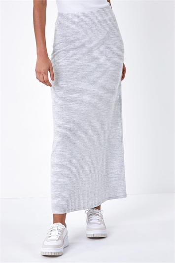 Stripe Elastic Waist A Line Maxi Skirt 17048936