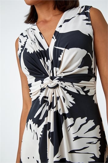 Sleeveless Floral Print Maxi Stretch Dress 14415208