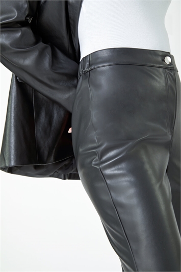 Faux Leather Bootcut Stretch Trousers 18051908