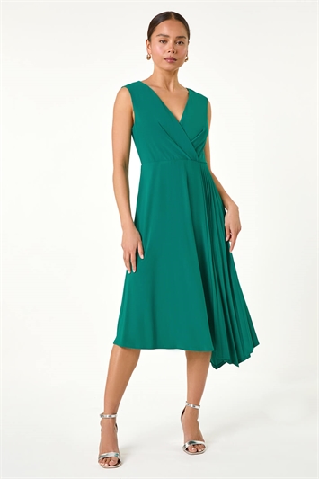 Petite Pleat Detail Stretch Wrap Dress 14521091