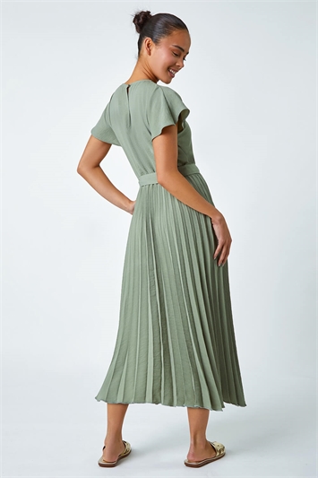 Petite Plain Pleated Skirt Midi Dress 14530340