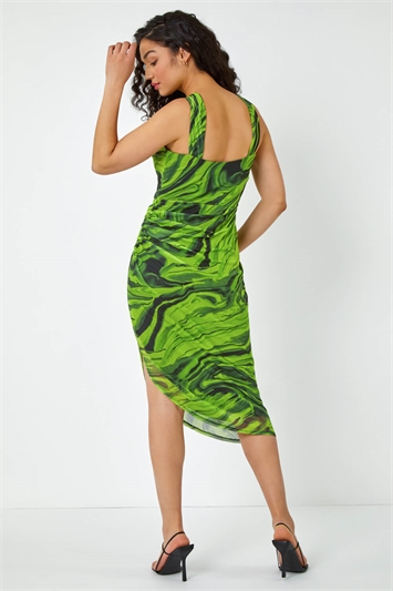 Swirl Print Ruched Stretch Midi Dress 14415734