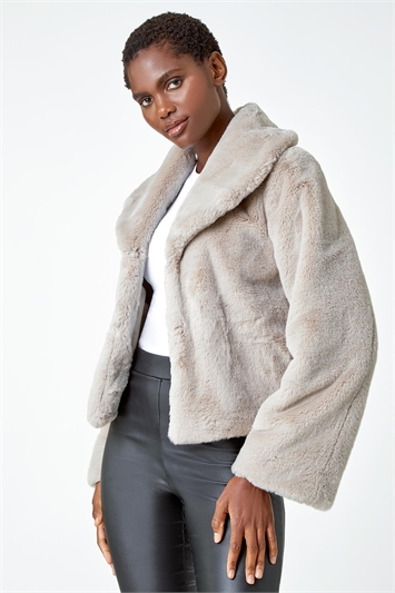 Collared Faux Fur Coat 12022359