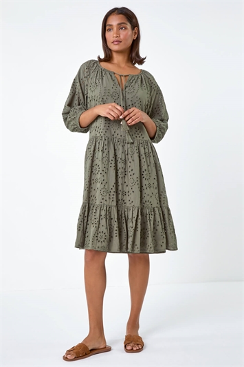 Cotton Broderie Tiered Smock Dress 14518940