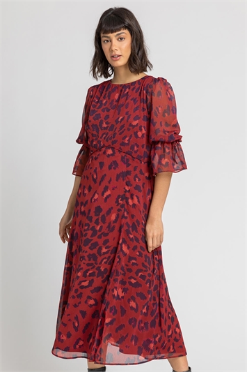 Leopard Print Chiffon Maxi Dress 14210481