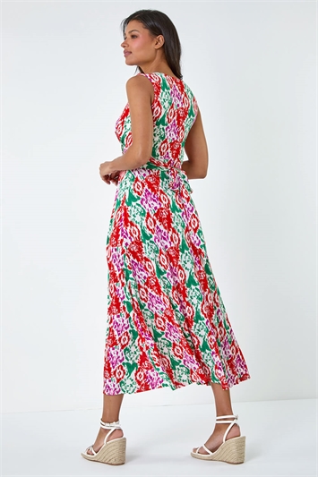 Aztec Print Twist Waist Midi Dress lc140019