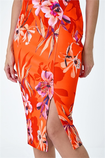 Premium Stretch Floral Cold Shoulder Dress 14532864
