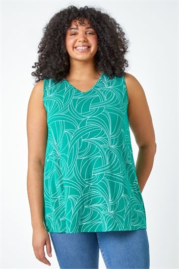 Curve Abstract Swirl Stretch Vest Top 19292234