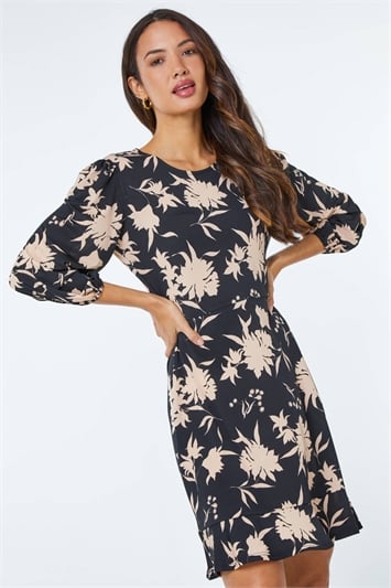 Floral Print Jersey Stretch Dress 14189116