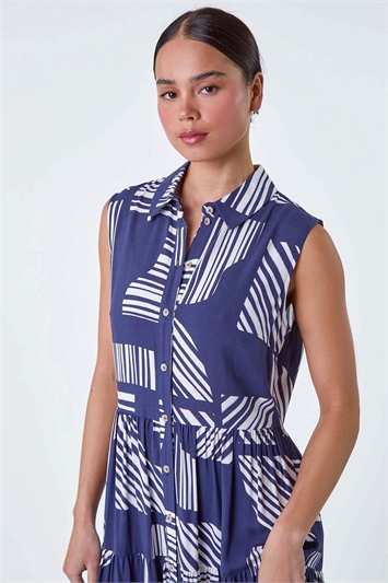 Petite Geometric Midi Shirt Dress 14540560