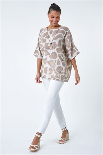 Animal Print Cotton Top and Necklace 20162290