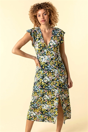 Floral Print Frill Sleeve Dress 14150058