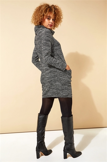 Long Sleeve Cowl Neck Tunic Dress 14123936