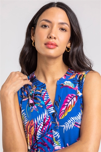 Tropical Print Stretch Jersey Top 19157280