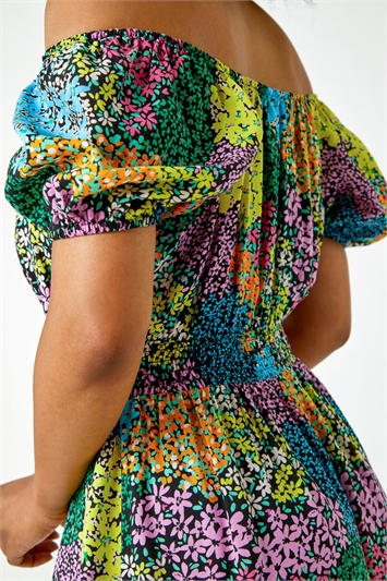 Petite Ditsy Floral Shirred Midi Dress 14411208