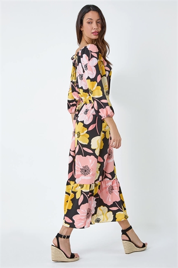 Floral Print Tiered Hem Maxi Dress 14352096