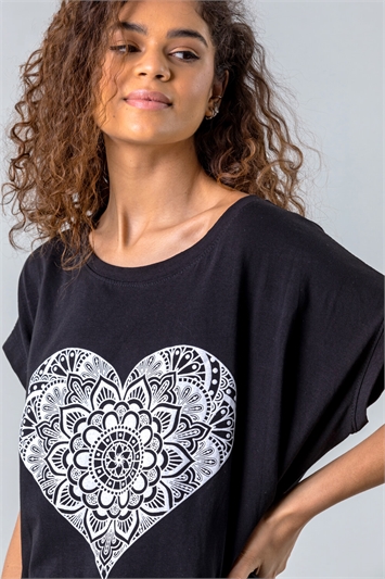 One Size Henna Heart Print Lounge Top 11004308