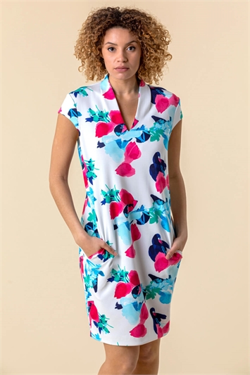 Floral Print Scuba Cocoon Dress 14148538