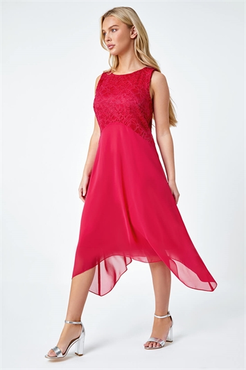 Petite Lace Bodice Chiffon Dress 14327217