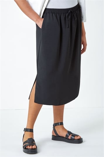 Curve Linen Look Midi Skirt 17045008