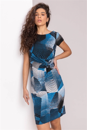 Geo Print Twist Waist Dress 14228009