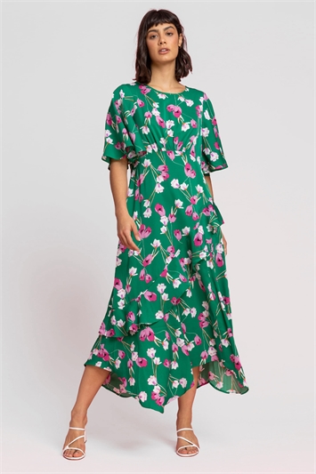 Floral Print Chiffon Midi Dress 14152134