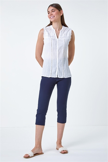 Broderie Crinkle Cotton Top 10122538