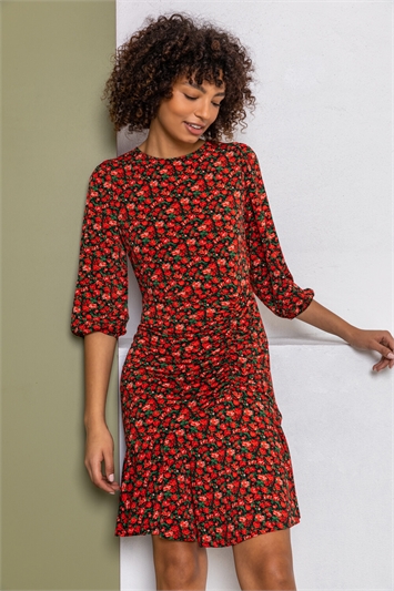 Ditsy Floral Ruched Frill Dress 14204578