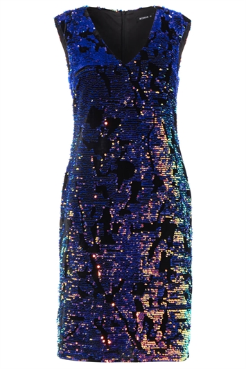 Velvet Sequin Embellished Dress 14066272