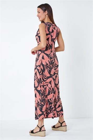 Sleeveless Floral Print Maxi Stretch Dress 14417508