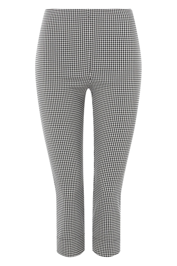 Gingham Elastic Waist Stretch Cropped Trouser 18011808
