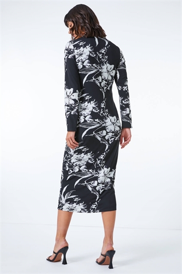 Fitted Floral Jersey Ruched Wrap Dress 14305808