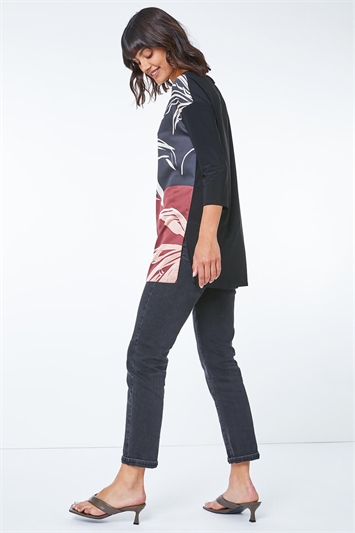 Abstract Leaf Print Stretch Tunic 19185408