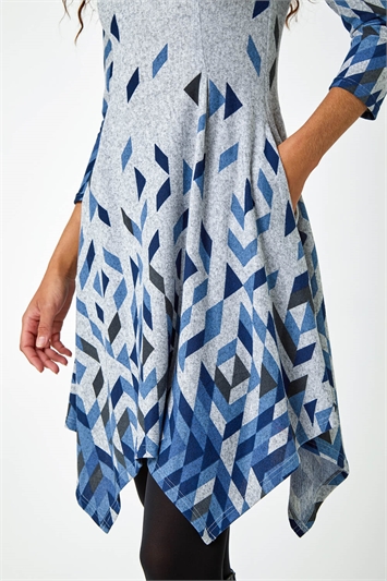 Geometric Print Panelled Stretch Dress 14440509
