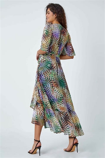 Abstract Print Maxi Wrap Dress 14501258