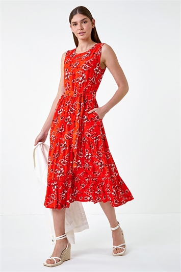 Sleeveless Floral Print Midi Dress 14525564