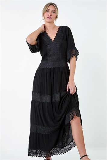 Tiered Lace Detail Maxi Dress 14560208