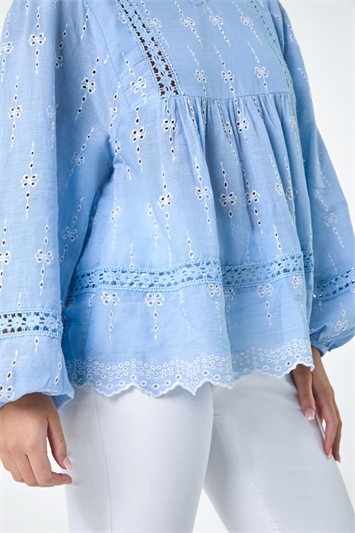 Petite Embroidered V-Neck Cotton Smock Top 20149145