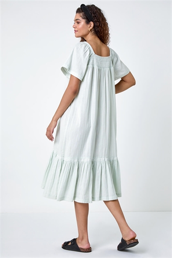 Embroidered Cotton Midi Smock Dress 14546382